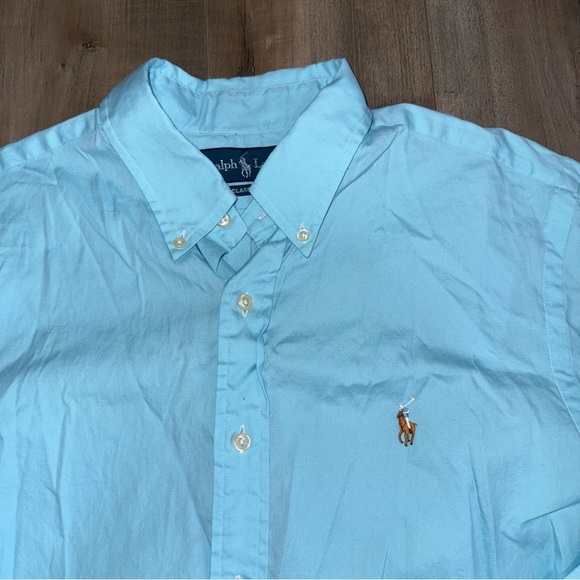 Ralph Lauren Other - Ralph Lauren Classic Fit Long Sleeve Button Down Shirt Men 16 32/33 Aqua Flesh